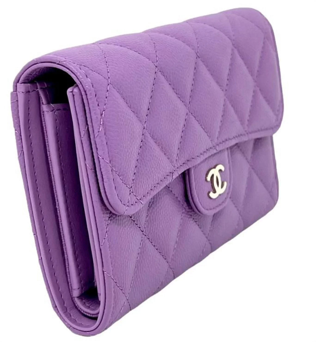 Purple Wallet NEW Bag Chanel Clutch Long Leather Quilted