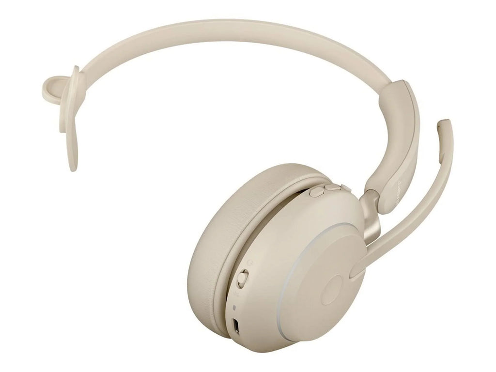 '- - wireless 65 - - USB-C Jabra convertible UC - noise stand with charging on-ear Evolve2 beige - Mono isolating Headset - Bluetooth - -