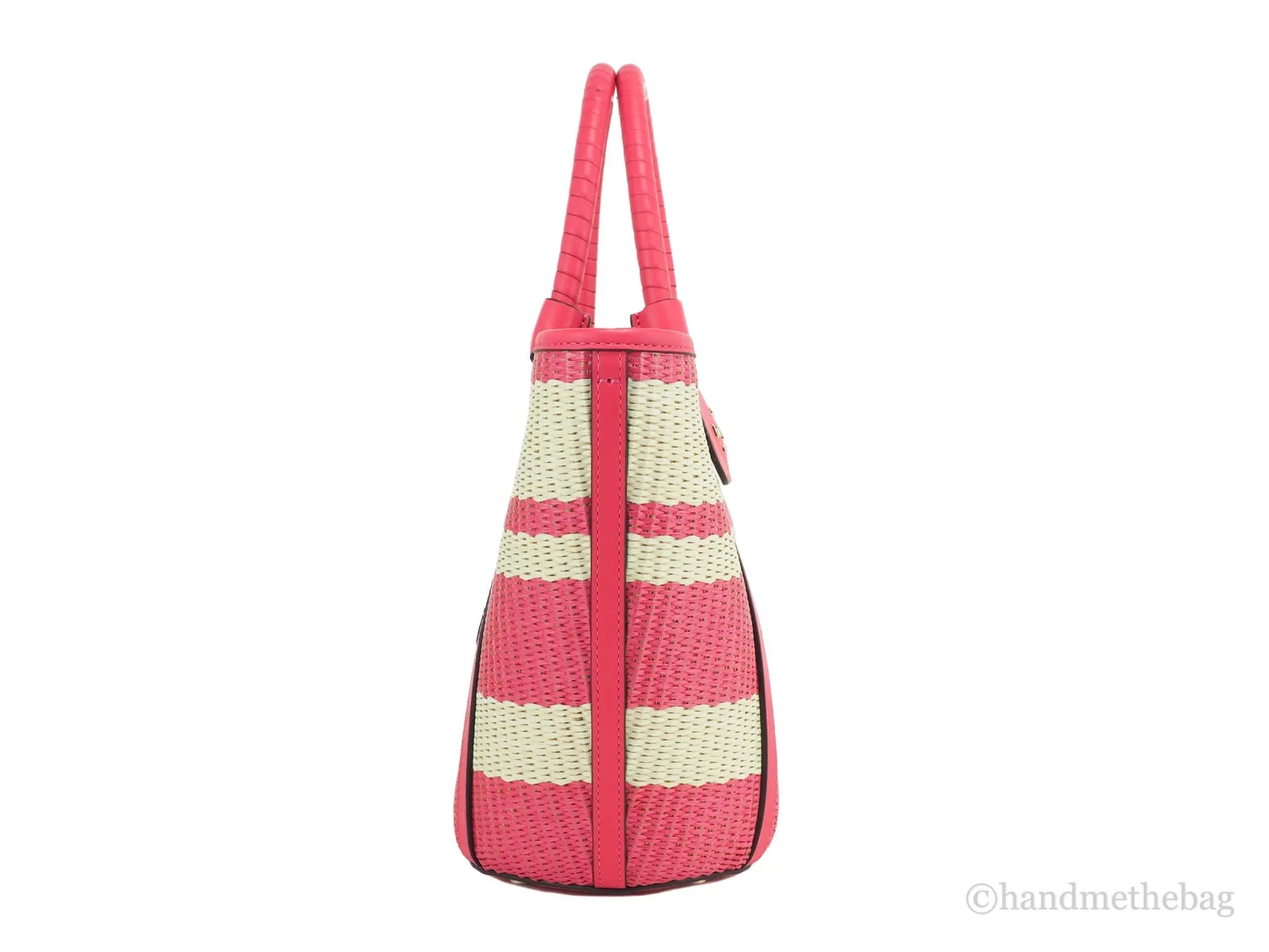 Bikini Kate Spade Medium Striped Handbag Straw Convertible Cruise Bag Tote Pink