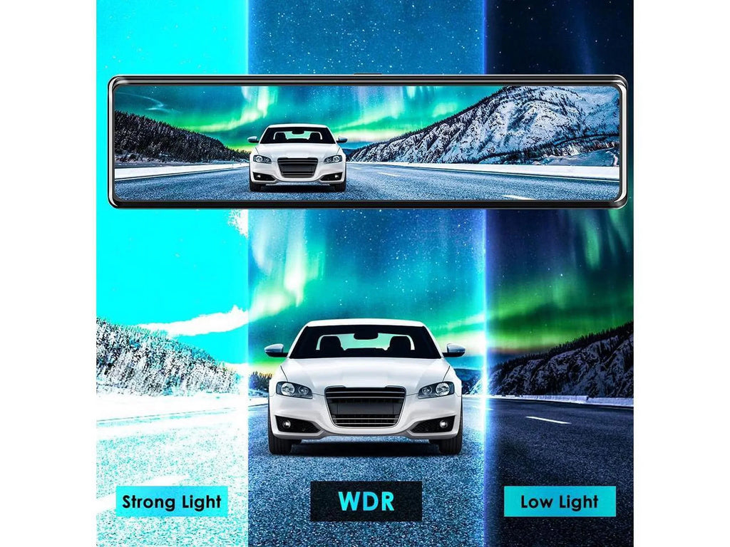 IPS Cars Mirror Vision,GPS with Mirror Touch Rearview Backup Sensor,Night for Camera,12" Cam Assistance/Monitor Screen Full 4K Parking Dash Tracking,