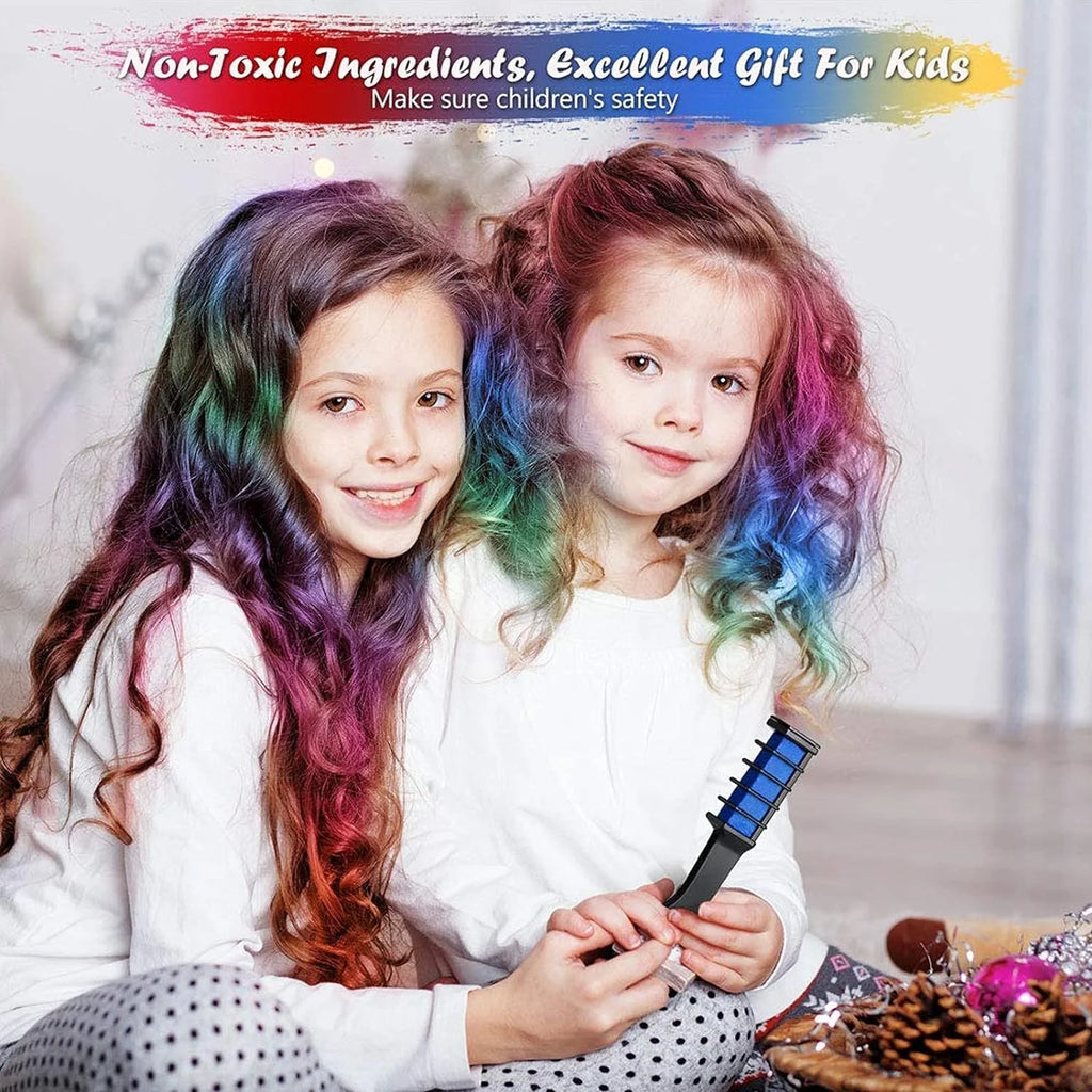 Washable Makeup Halloween Birthday Dye Temporary Pens Kids Hair Colourful, Bright Pens Chalk for 10 Easy Dye Hair Chalk Combs, Hair Girls for