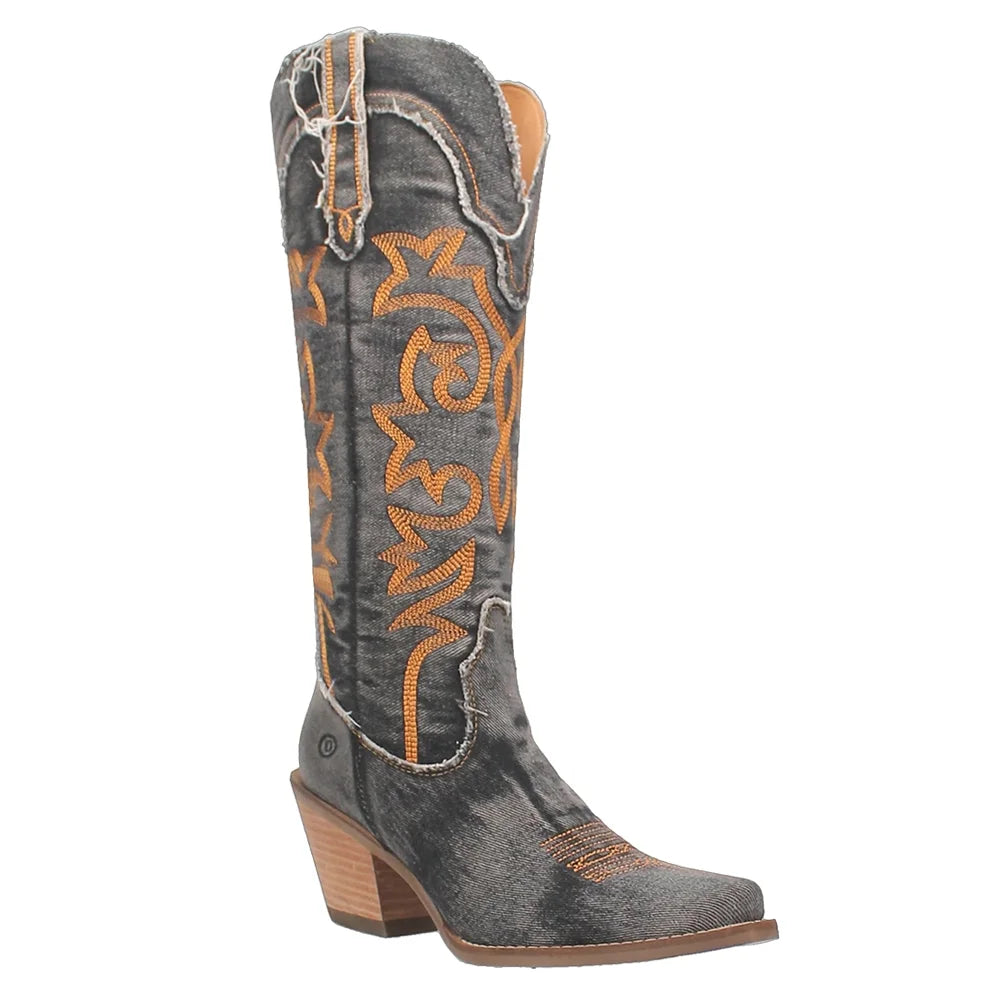 Heel 2-3" Boots Toe Knee Dingo Mid Snip Tornado Texas Casual Womens High