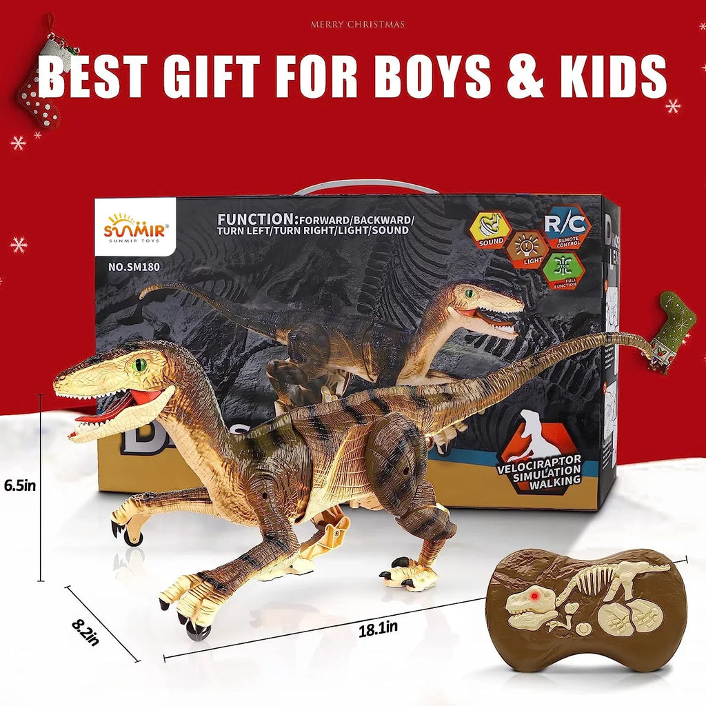 Remote Boys Toys Age Gifts Walking and Dinosaur Sounds RC Boys Robot with 3-5, - Years Ctrl Dinosaur 5-7, Brown Control 8-12 Kids for Lights JBee Toy for Girls T-Rex Old