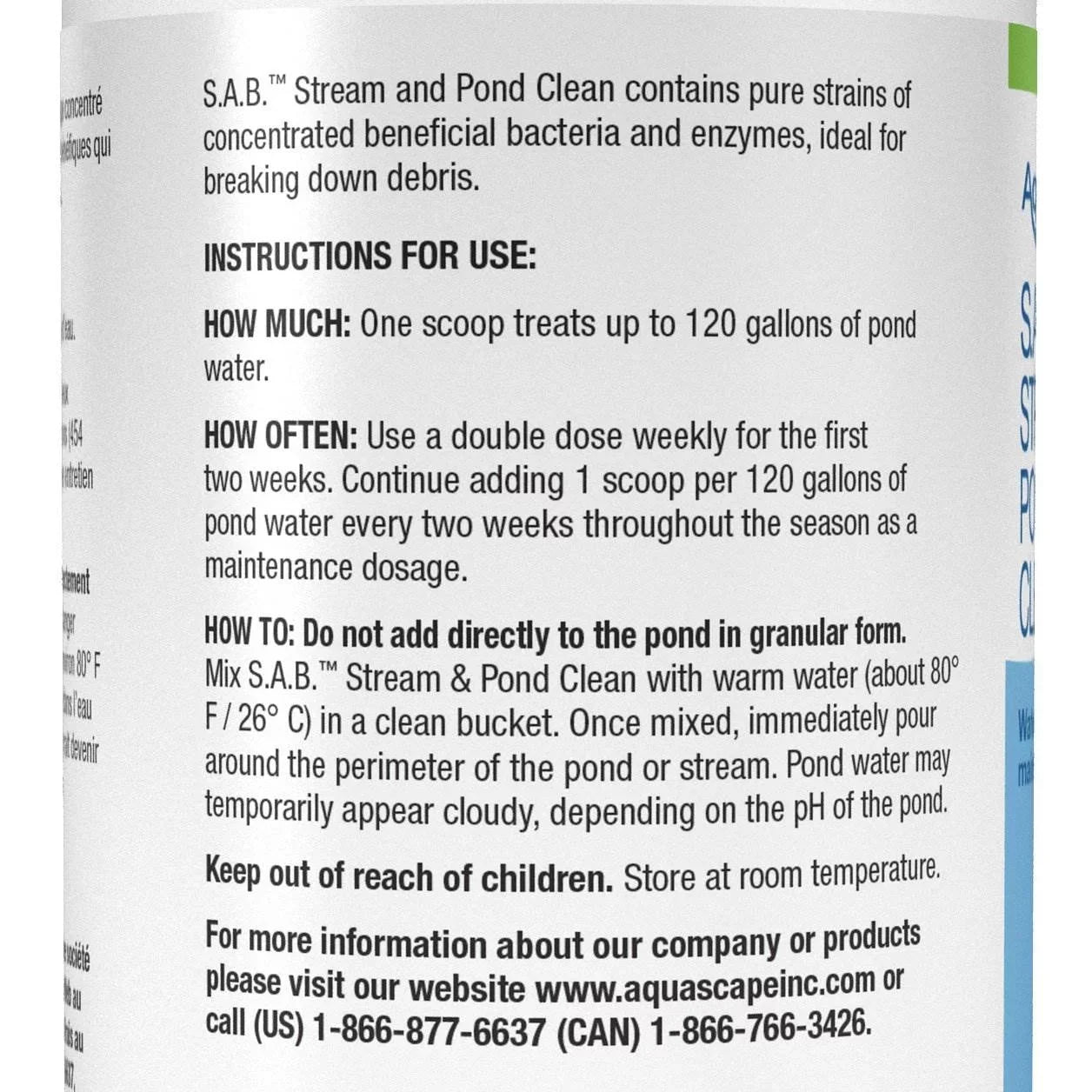 Pounds Pond Cleaner Treatment, 98900 Solution SAB Aquascape Stream & Natural 1.1