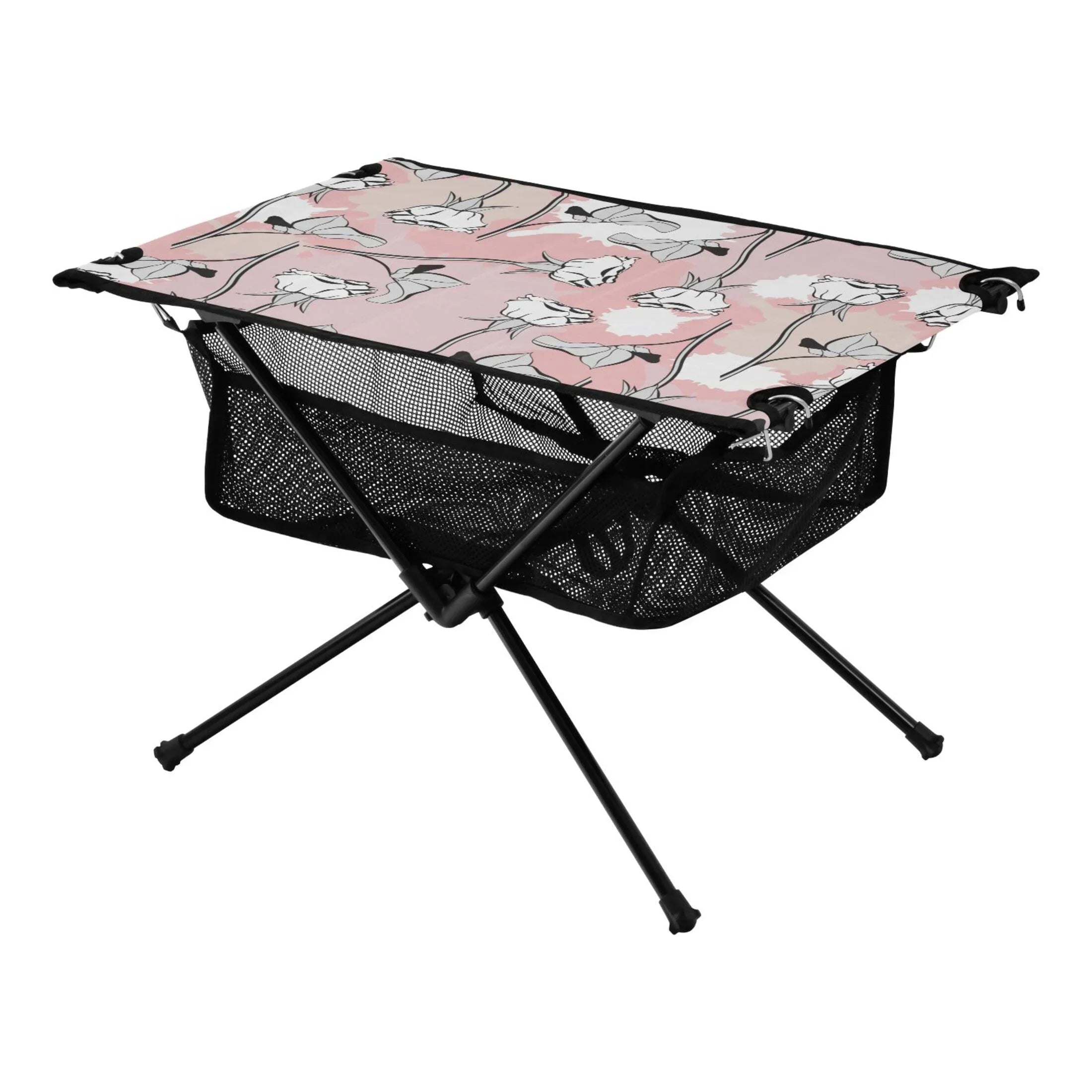 Compact Bag Portable Table Outdoor Abstract Storage Fishing with Travel Beach for Table Table Roses Folding Camping Flowers BBQ Picnic