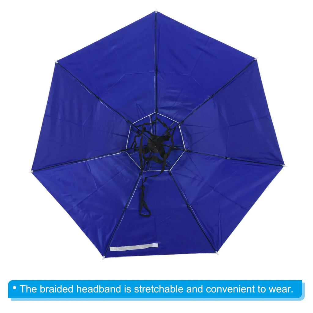 Umbrella Hat, Double Oxford Cap Silver Layer Fabric Uxcell Strip, Folding Rain 37.4" Adjustable with OD Sun