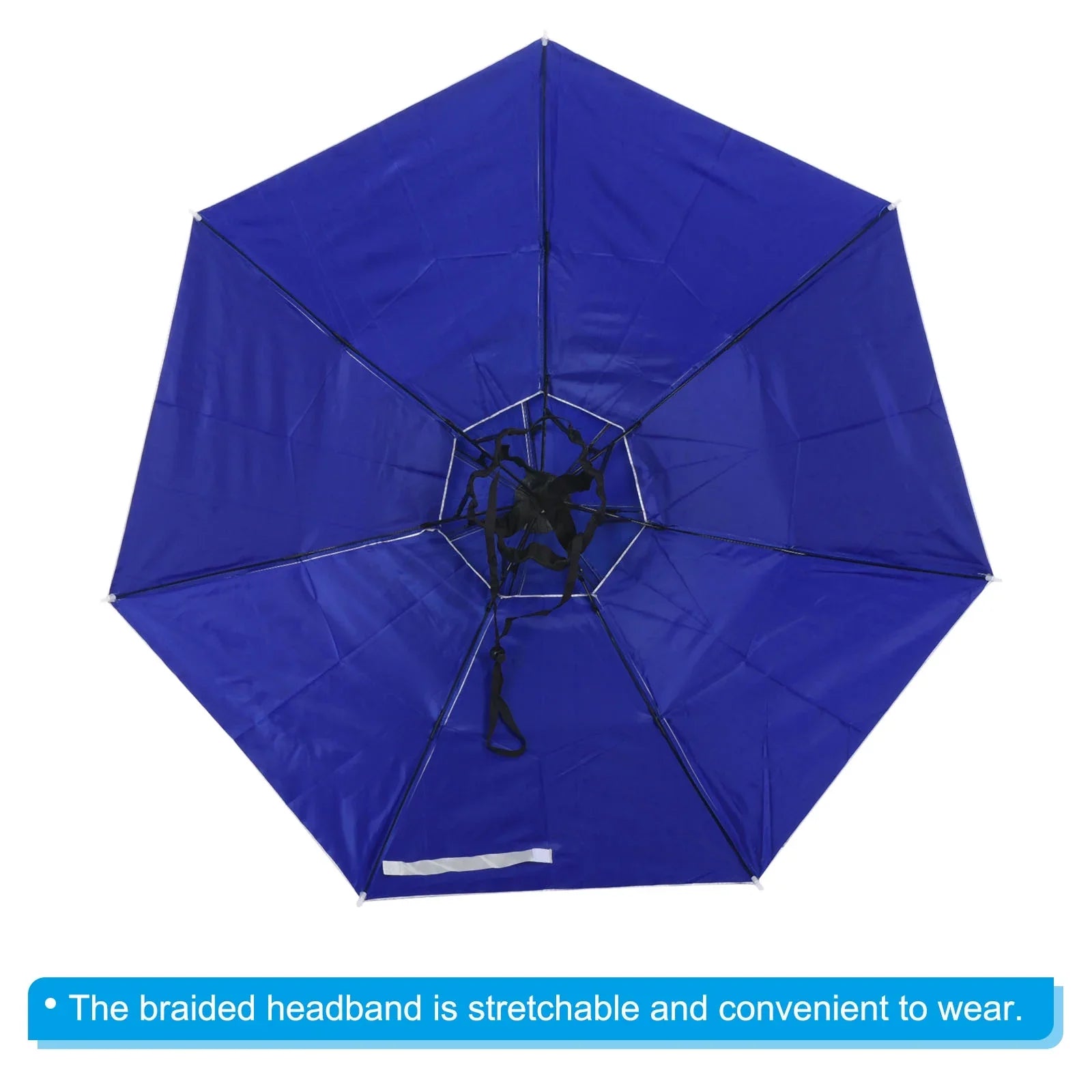 Umbrella Hat, Double Oxford Cap Silver Layer Fabric Uxcell Strip, Folding Rain 37.4" Adjustable with OD Sun