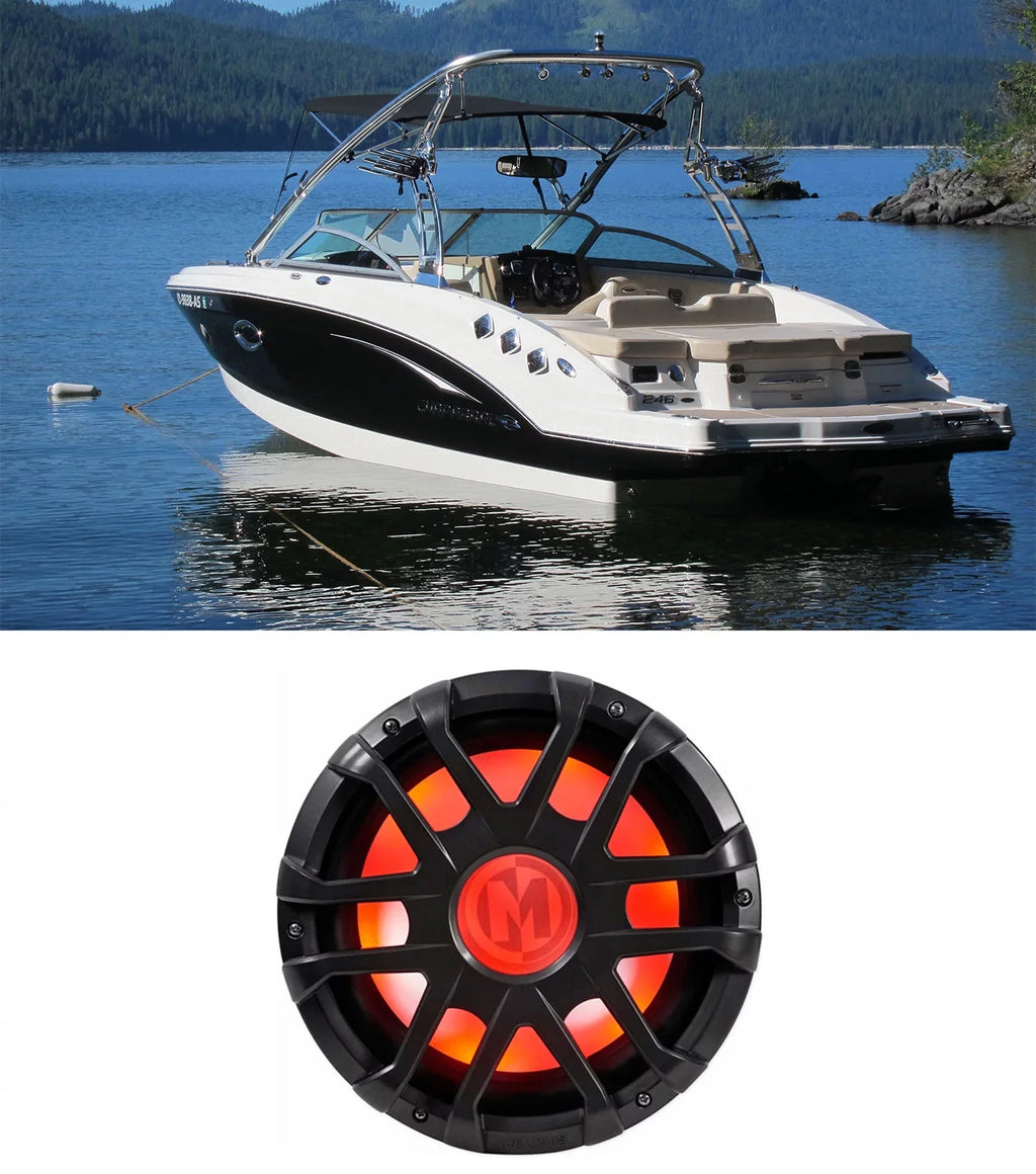 Sub LED Audio Watt 4-Ohm Marine Memphis Subwoofer Boat 500 MXA1244 Dual 12"