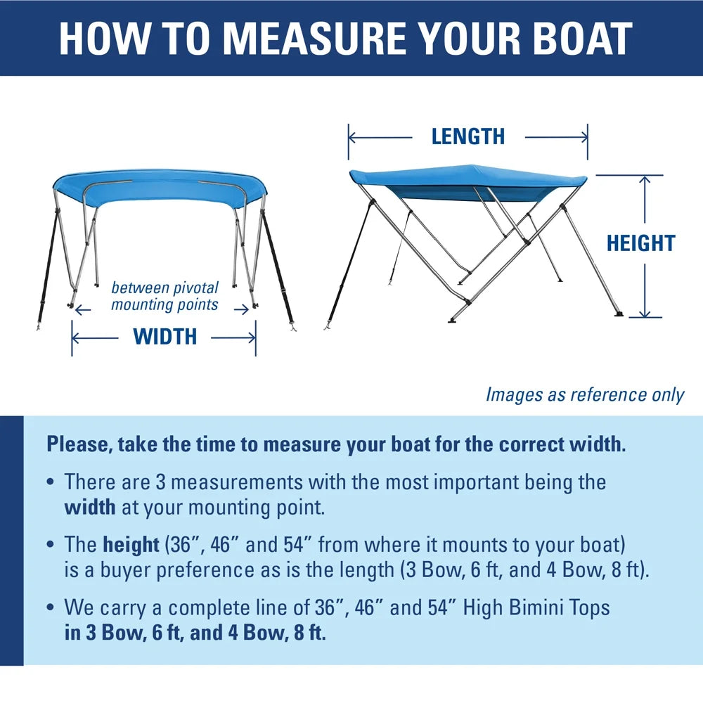 Bow Dye High BLACK Solution W - ft. Bimini 73" 3 Cover Boat x 6' 46" Top 78" L