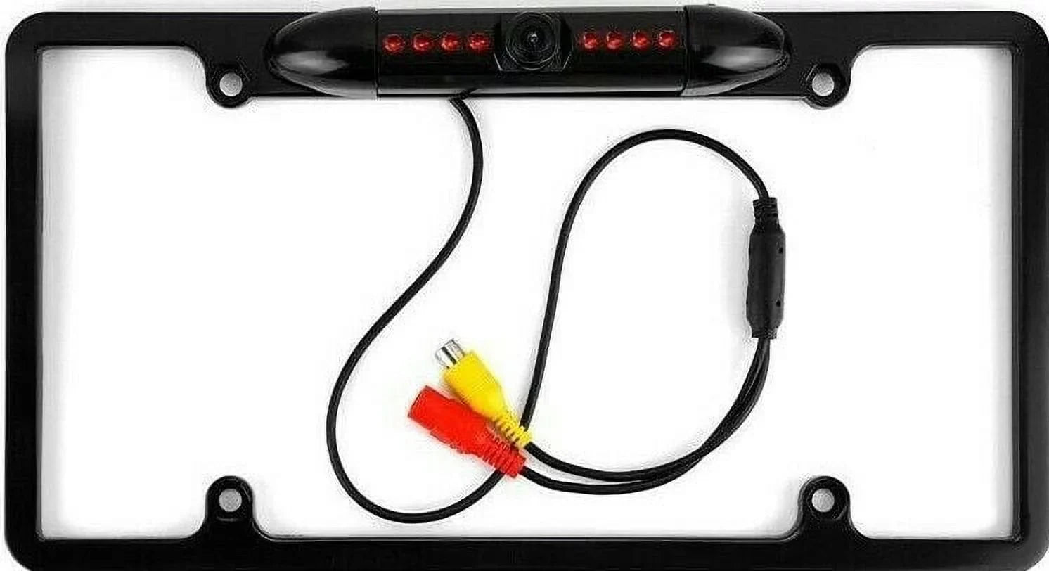 BLACK Plate 8 Vision Night CMOS License US Car IR View Rear Backup Camera Frame