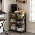 Helena Walnut/Black Furinno wheels, 4-Tier Rolling Columbia Kitchen Island on