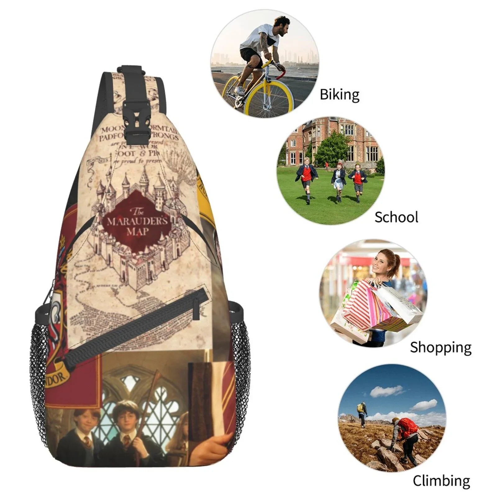 Women Harry Potter Logo Bags Diagonally Sling Daypack Men For Bag Backpack Chest Crossbody Adults Teen Travel