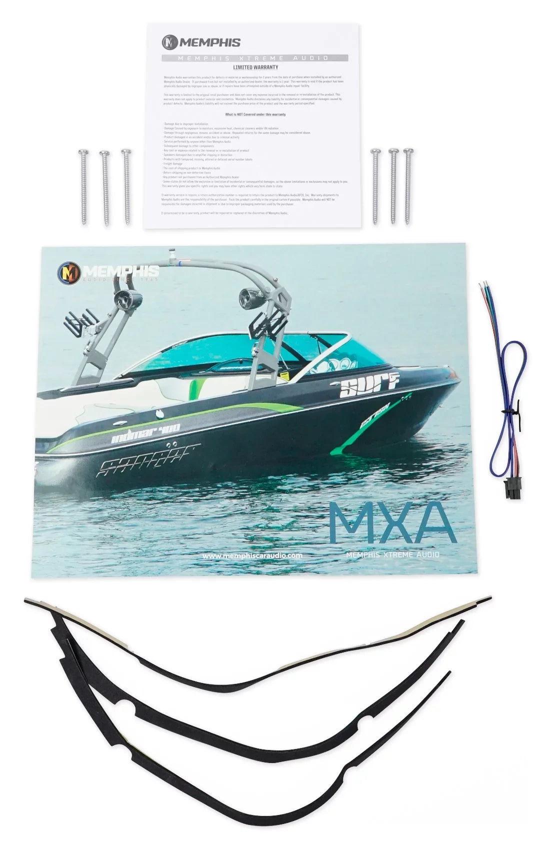 Sub LED Audio Watt 4-Ohm Marine Memphis Subwoofer Boat 500 MXA1244 Dual 12"