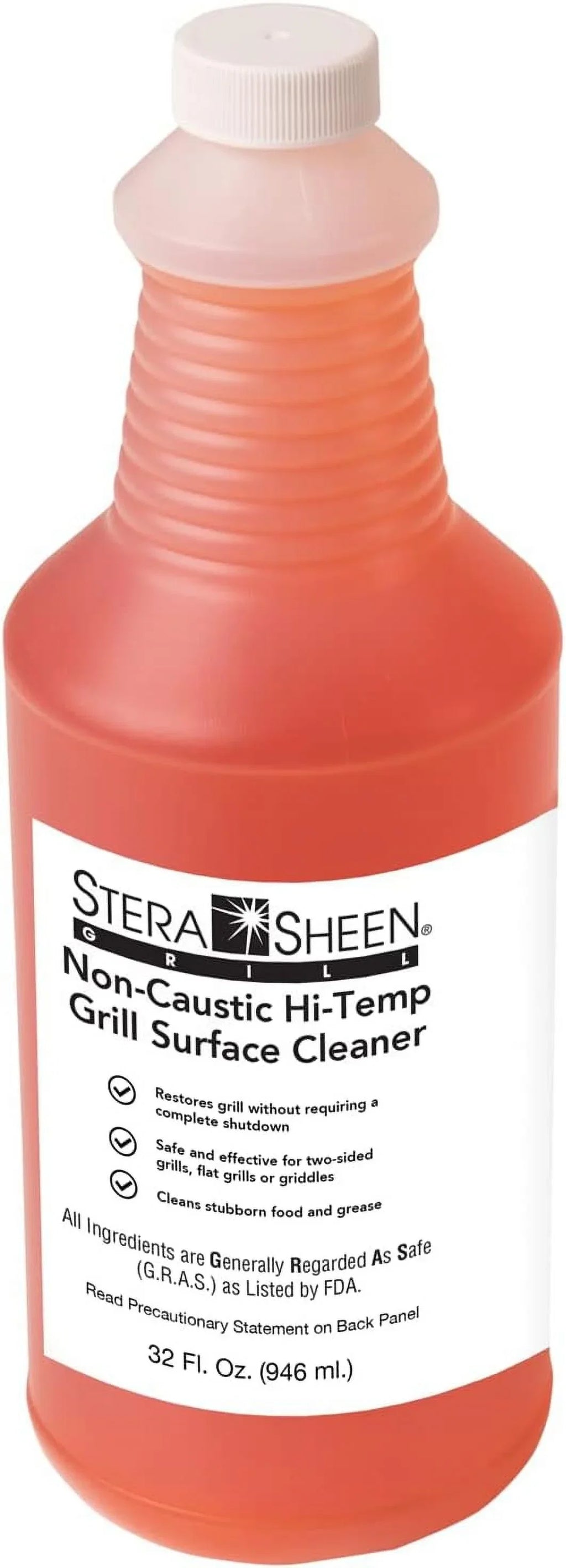 (Pack Sheen - 1) Cleaner Oz (1 Restaurant Flat Formula of - Grill Fl Eliminate Griddles Cleaner Non-Caustic Tough Top fl & oz Quality Bottle Food Grease Cafe 32 Grills Safe, for count) 32 - - - Encrusted and Stera