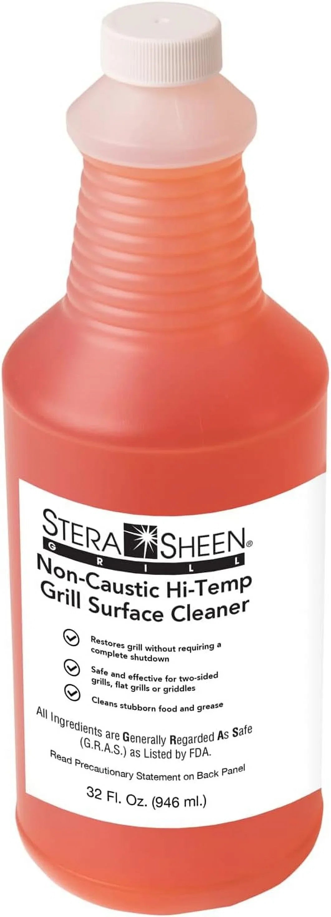 (Pack Sheen - 1) Cleaner Oz (1 Restaurant Flat Formula of - Grill Fl Eliminate Griddles Cleaner Non-Caustic Tough Top fl & oz Quality Bottle Food Grease Cafe 32 Grills Safe, for count) 32 - - - Encrusted and Stera