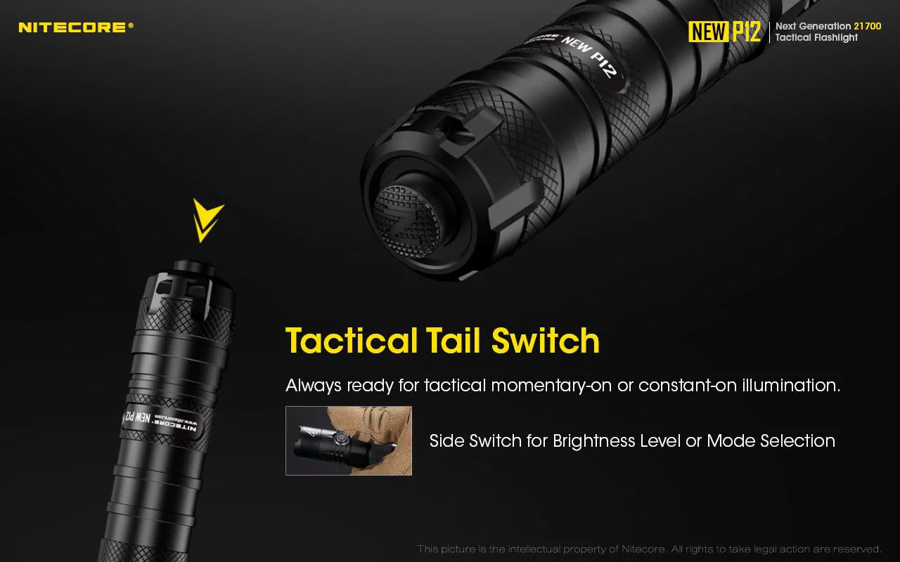 Offset Mount Pressure Cord, 1200 Nitecore RSW3 P12 and - USB Switch Lumens w/NL2150HPR Flashlight Battery, LED New Version