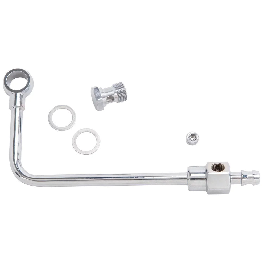Steel 3/8 Kit Barb Chrome with 8126 Fuel Line Fitting Edelbrock