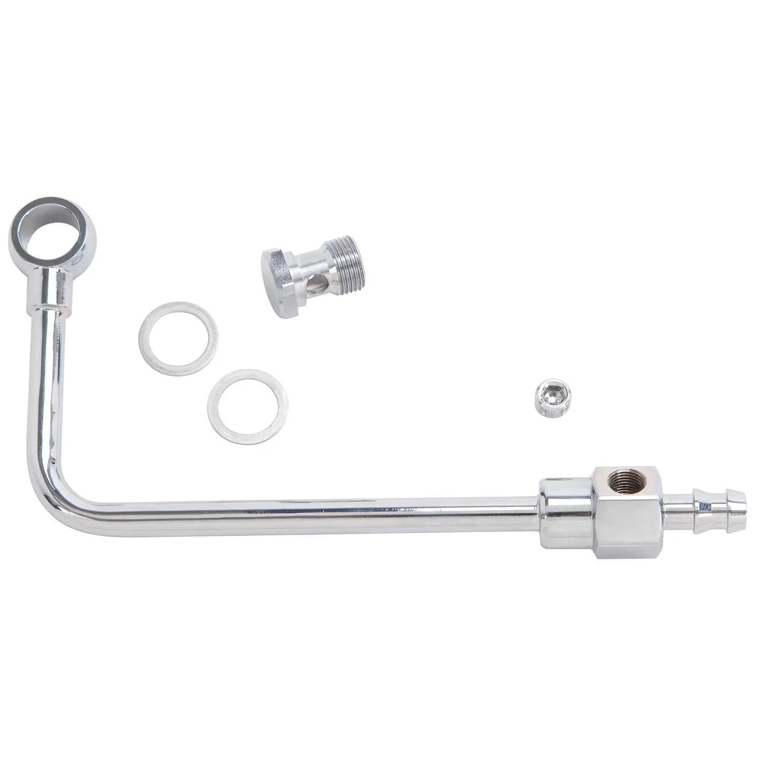 Steel 3/8 Kit Barb Chrome with 8126 Fuel Line Fitting Edelbrock