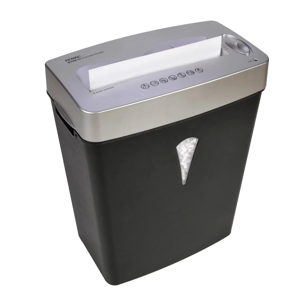 4 Royal Pass 0.157" - Shredder Silver - Size Capacity Paper Paper, 5 x Black, - Micro - Wastebin Credit for Card Per Shred - shredding gal 0.394" MC500 Cut -