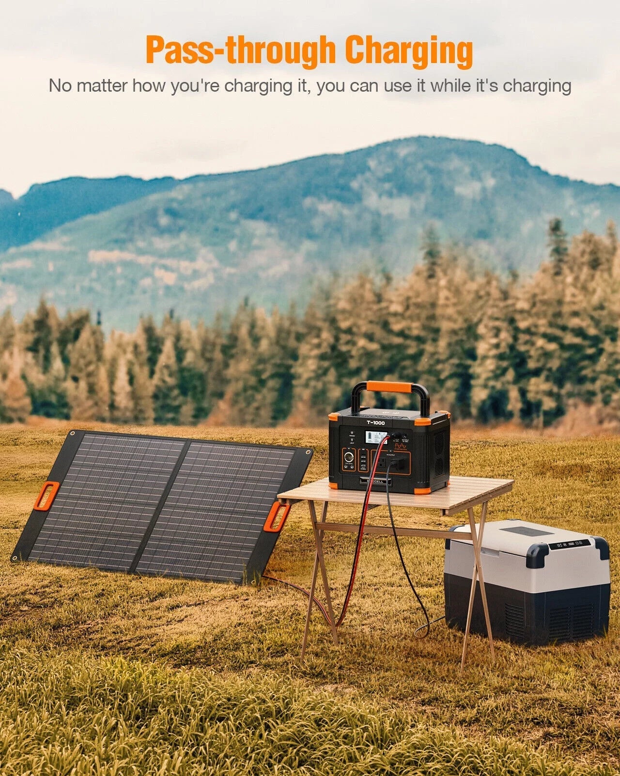 Panel Foldable RV Set Camping + 1000W GRECELL Kits Solar Station for Power 200W