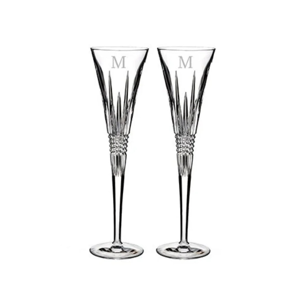 of Block Waterford Set Toasting Letter Monogram Lismore Flutes Diamond 2