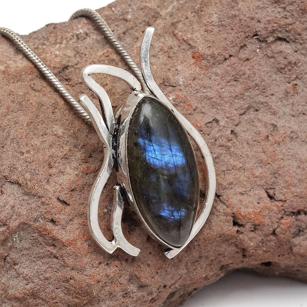 Garnet Jewelry Gemstone Handmade Sterling Silver Necklace Labradorite 925