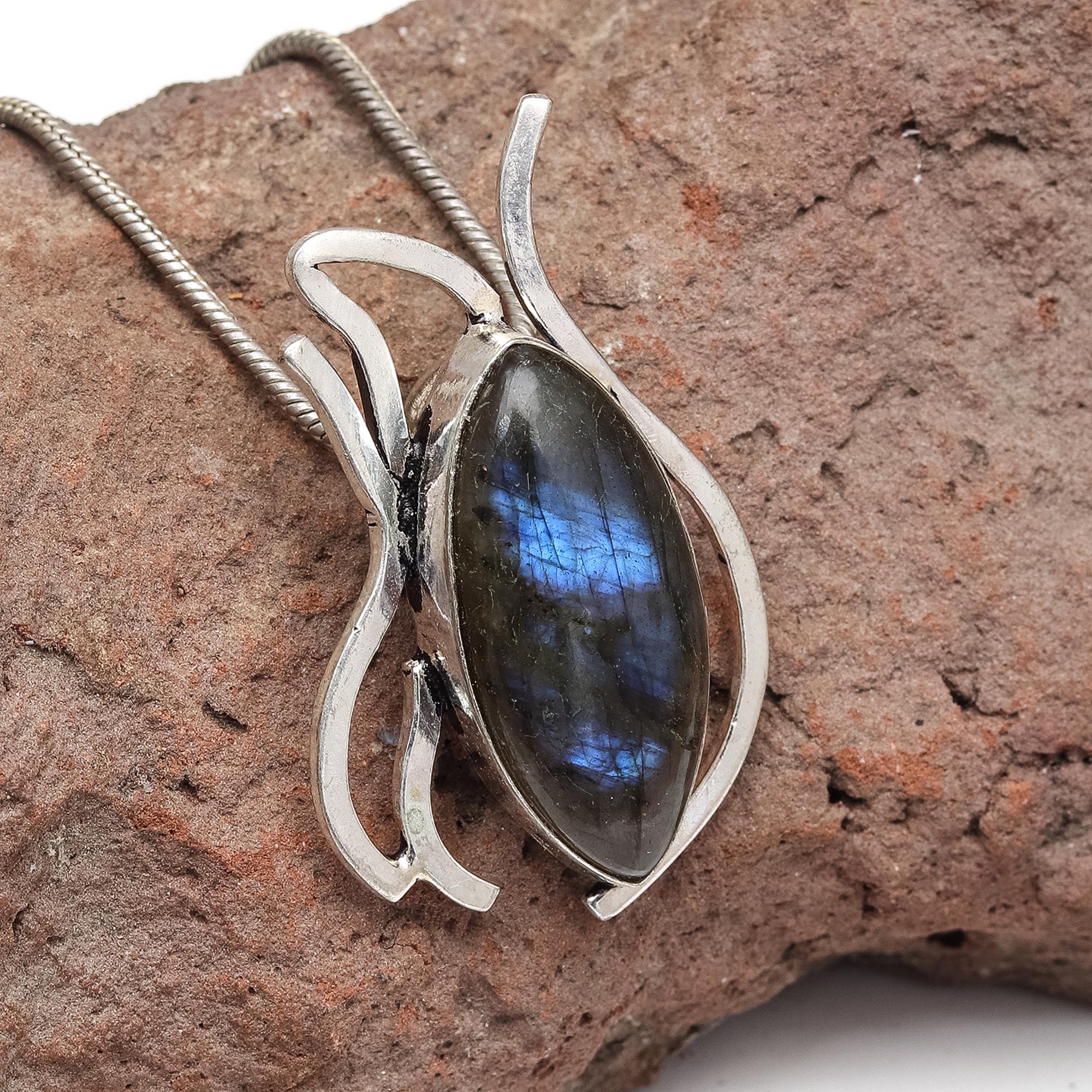 Garnet Jewelry Gemstone Handmade Sterling Silver Necklace Labradorite 925