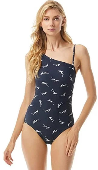 Feather Swimsuit, NAVY 14 One Michael Kors Shoulder US One-Piece