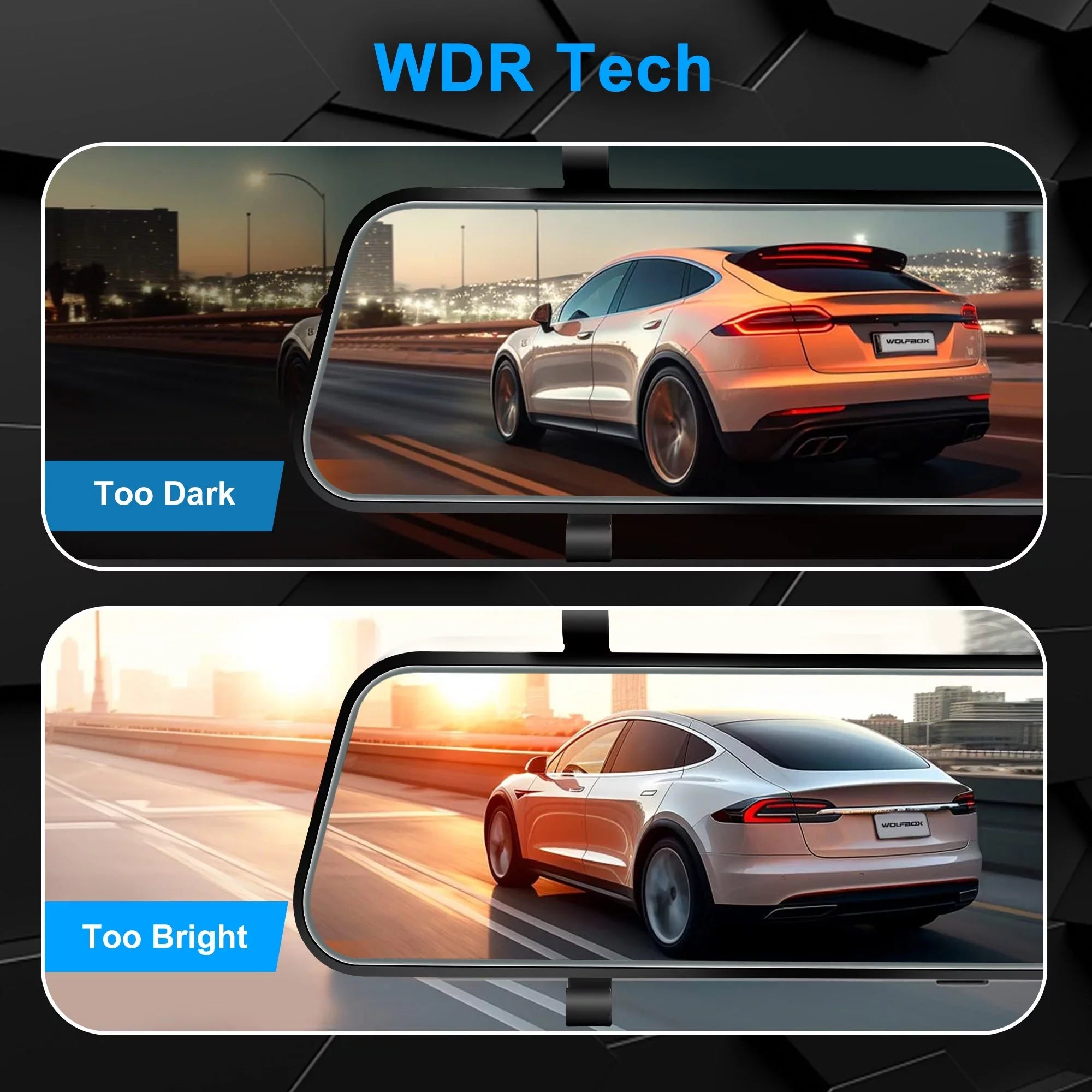 Cam Dash Car IPS View Recorder Vision, Touch TSV G-Sensor, Camera, 1080P Screen Camera, Mirror Dual Rear Night Backup Driving with