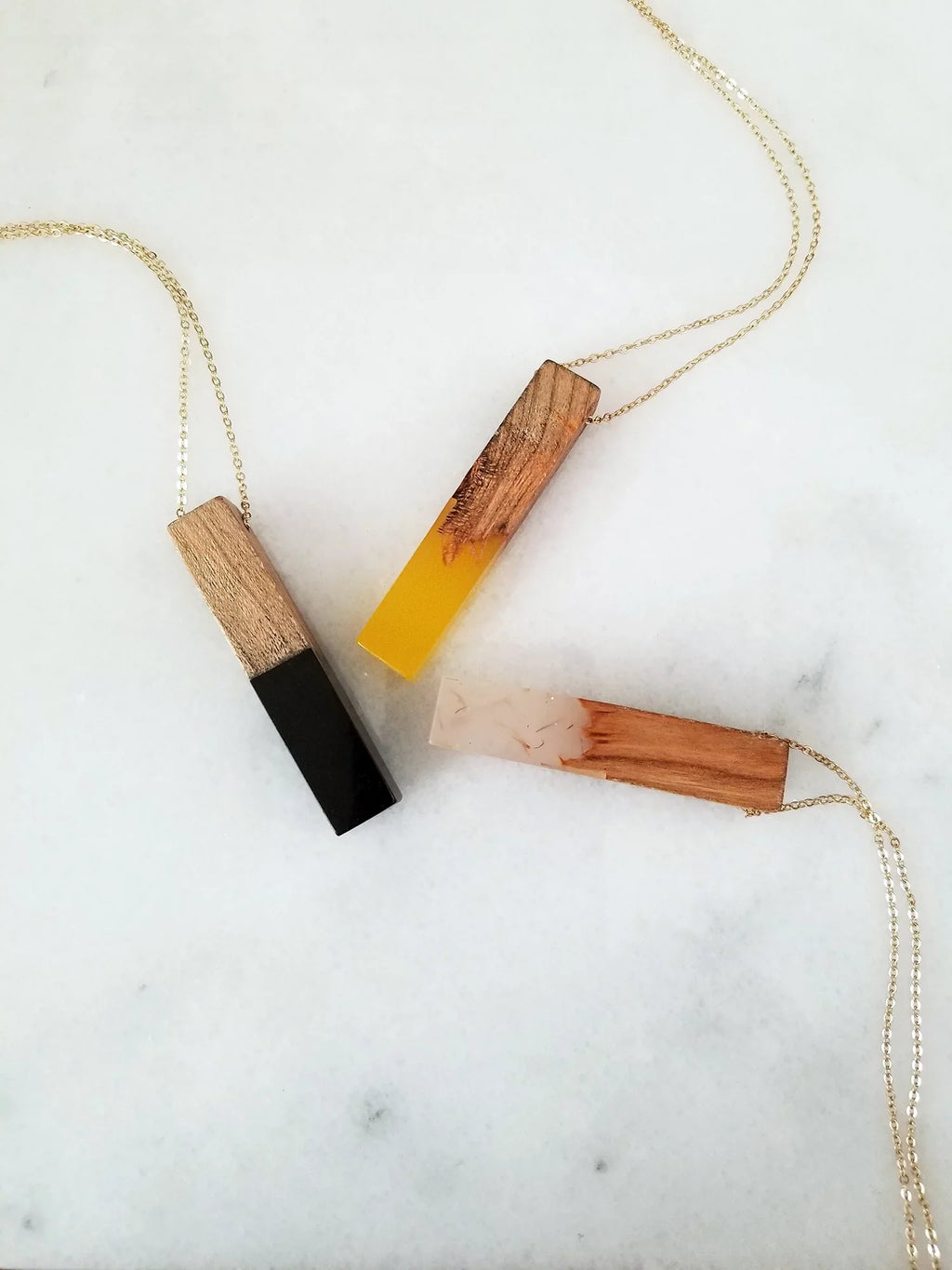 Pendant Blue Women Bar for Vertical Gift Yellow Wooden Wood Necklace Inc | Resin Box Anniversary Boutique