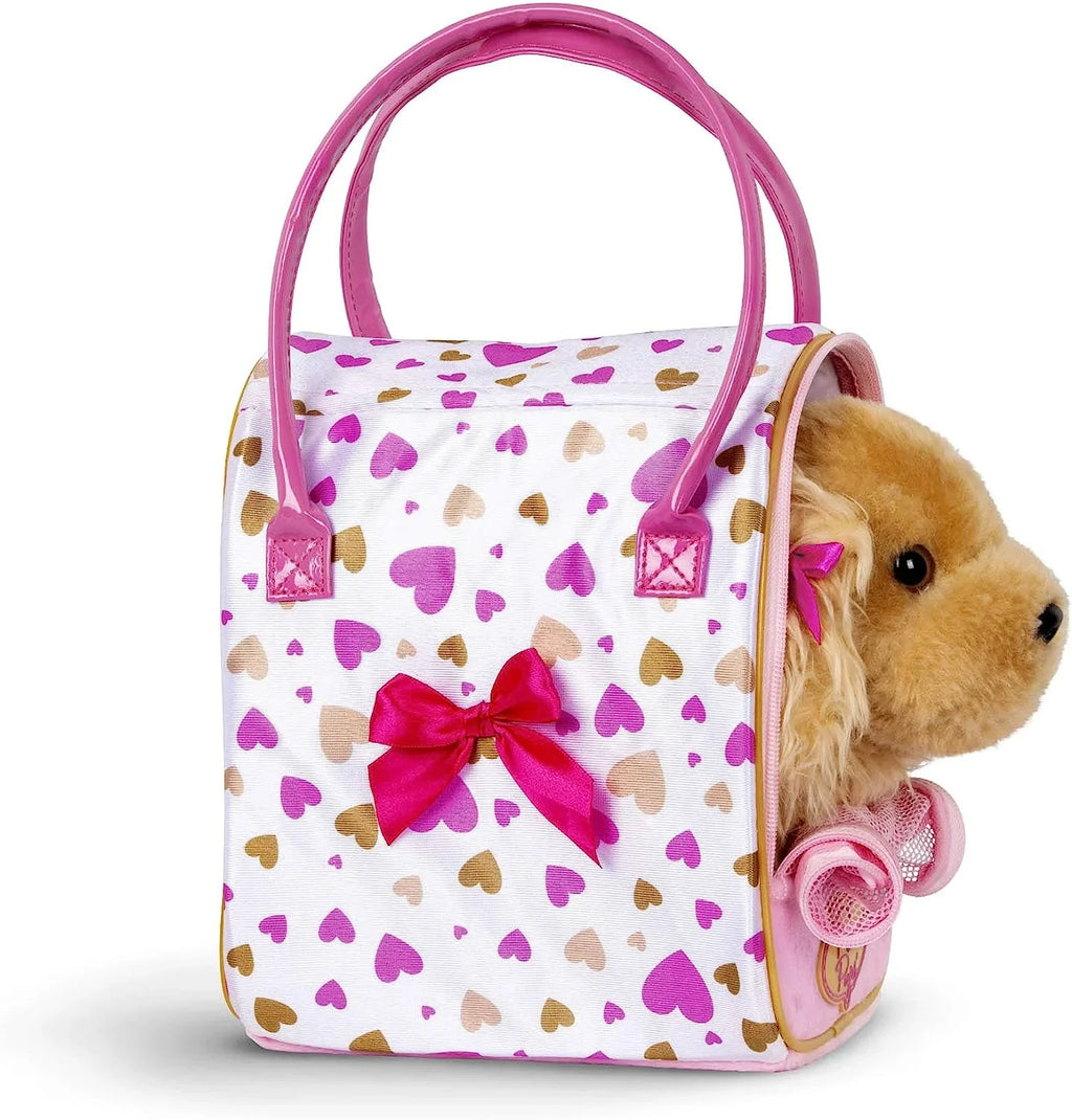 Spaniel, w/Cocker 8 Print Pups & Gold Glam Bag inches by Heart Pucci Pink Battat