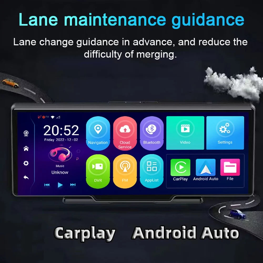 Cam Car Viewing Dash Global Angle Camcorder Lens Tickas Video Car Dual System 170 Positioning DVR Multi-language 10.26in Wide Recorder Night Degree Auto Navigation Recorder Car