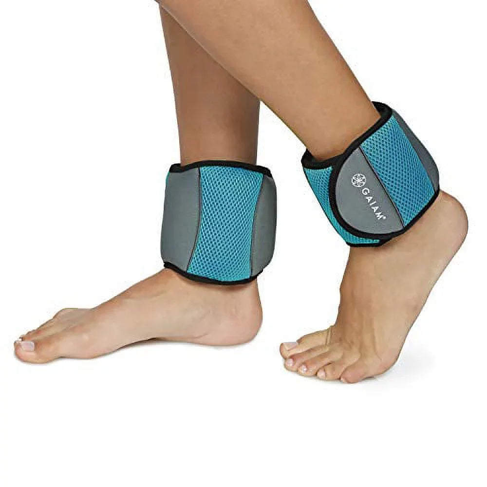 Two (10-Pound - Strength Men with Weights) Exercises Dance, Weight (2) & Cardio Women Set Weights Ankle Pilates, for Adjustable Sets Training Gaiam - Walking, Running, Yoga, 5lb Aerobics, Straps