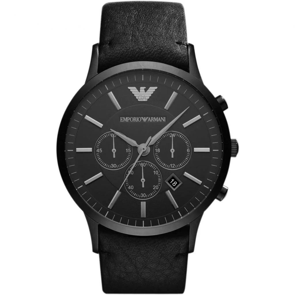 leather emporio watch armani ar2461 dress black men's