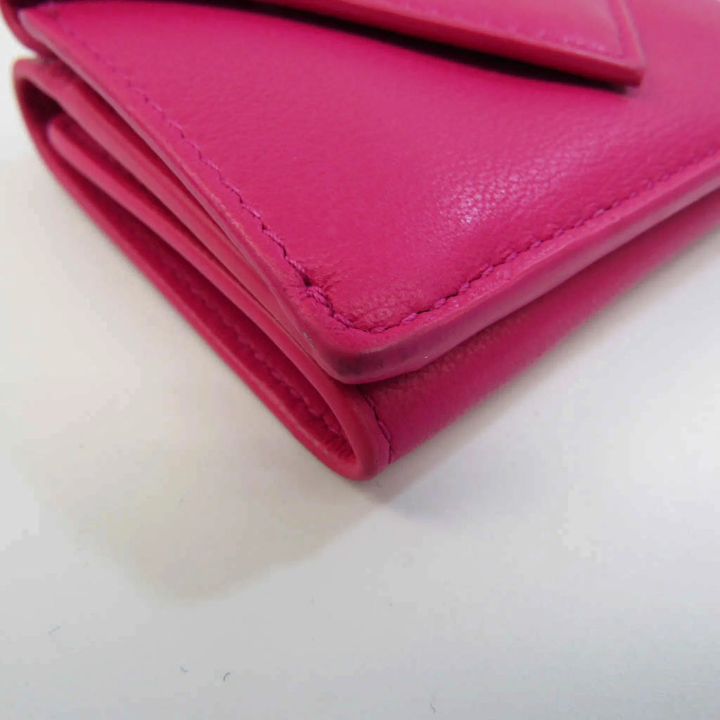 Women's (tri-fold) (Good) Pre-Owned Mini Balenciaga Wallet Wallet Paper Leather Pink 391446