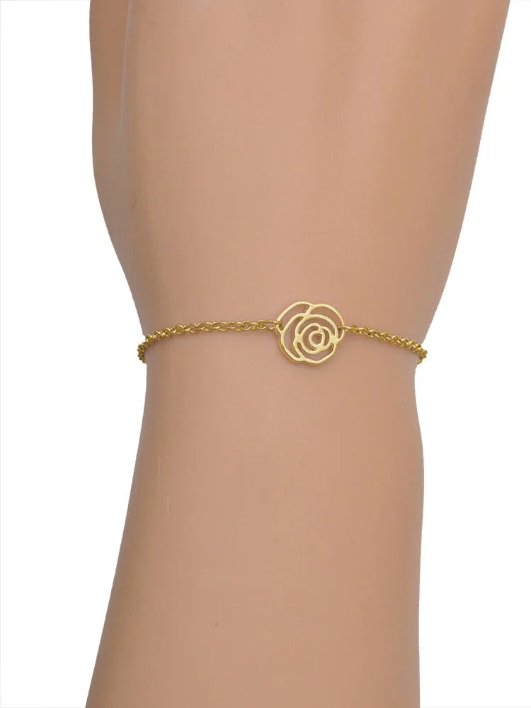 Jewelry Lucky Green Link Clover 6.25"+1.75" Chain Opaque Goldtone Bracelet, Delight Leaf Four Extender Rose Gold-tone