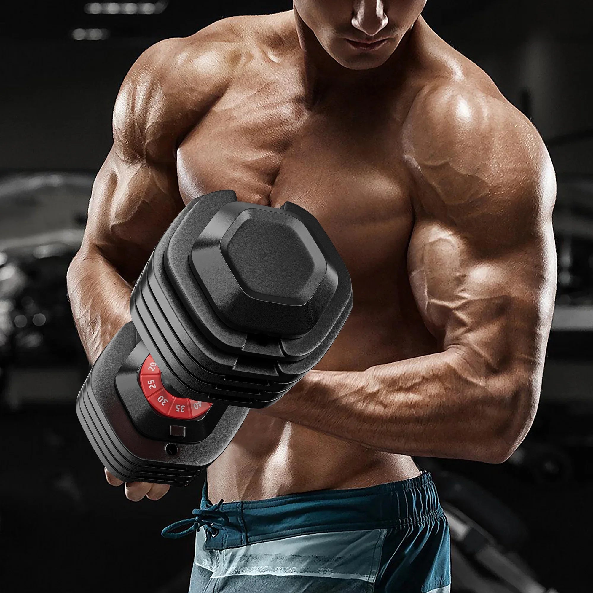 Dumbbell Powanli Fitness, Body Black for in (10 Set, Dumbbell for 10 Home Women, Free by Turning Dumbbell LB) Fast Gym, and Workout Handle Adjustable Full Men Gears/55 Adjust 1