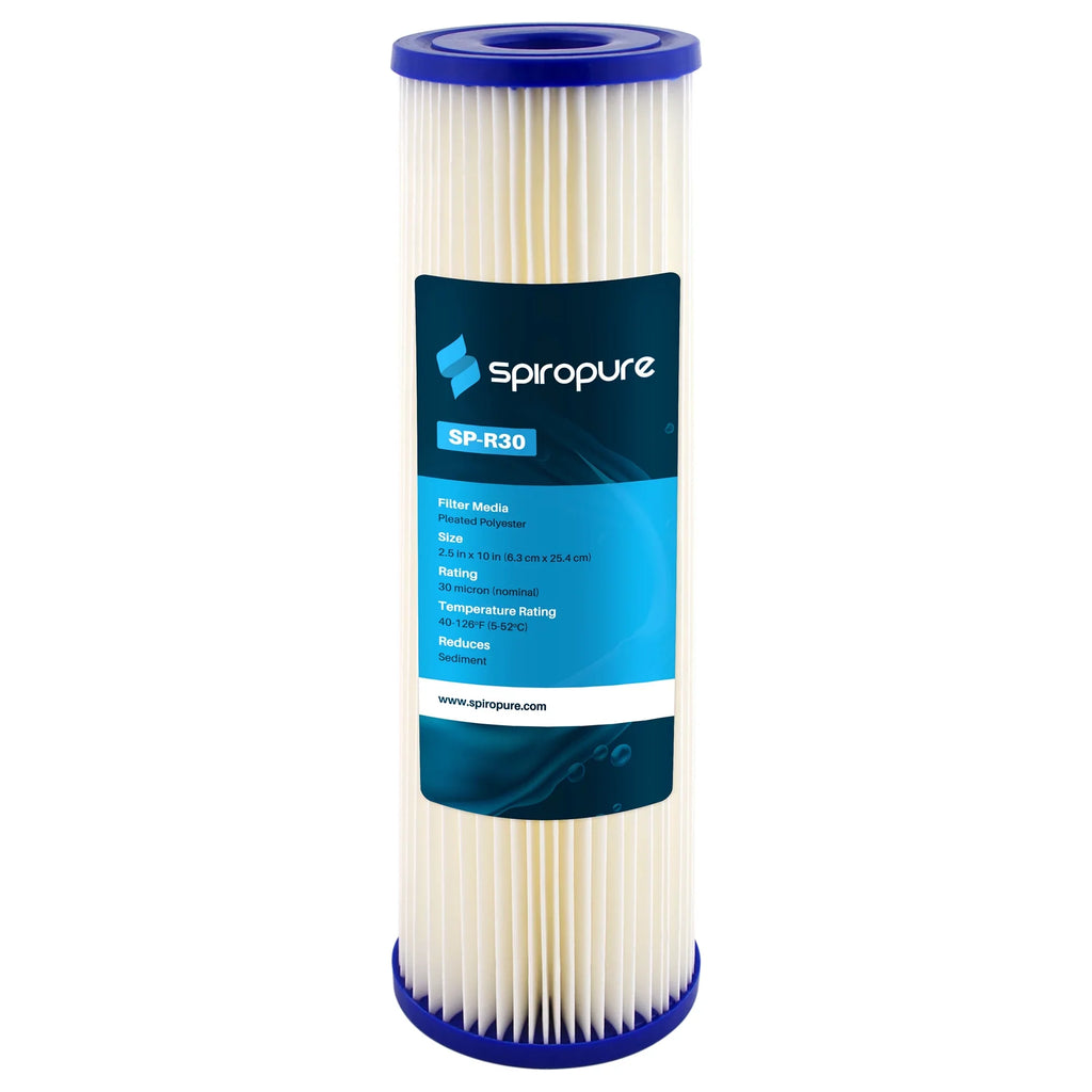 Micron 2.5" Cartridge, Pleated 10 Filter SpiroPure Polyester Pack) 30 x (24