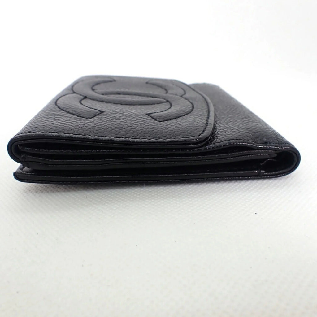 wallet Chanel black Pre-Owned skin CHANEL (Good) trifold caviar