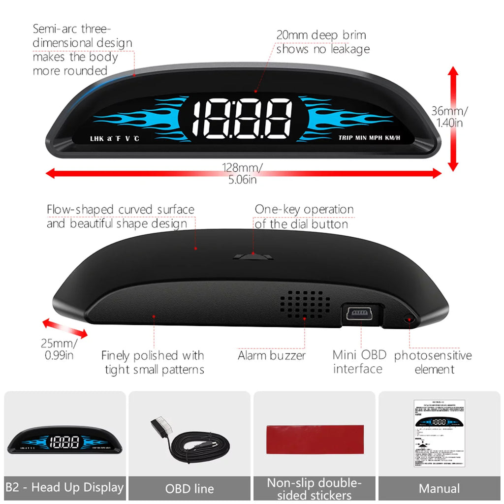 Head-up New OBD Car Speedometer Diagnostic Car Dcenta Driving Display B2 Speedometer Multi-Functions