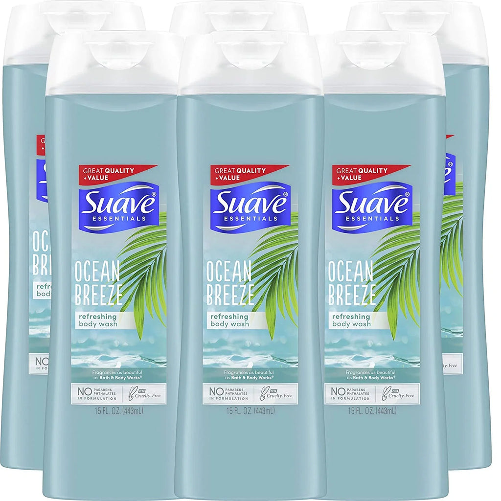 Vitamin Body Algae oz, Suave of 6 Breeze Ocean Skin Sea Hydrated, Wash with and For Smooth Extract 15 Pack Essentials E