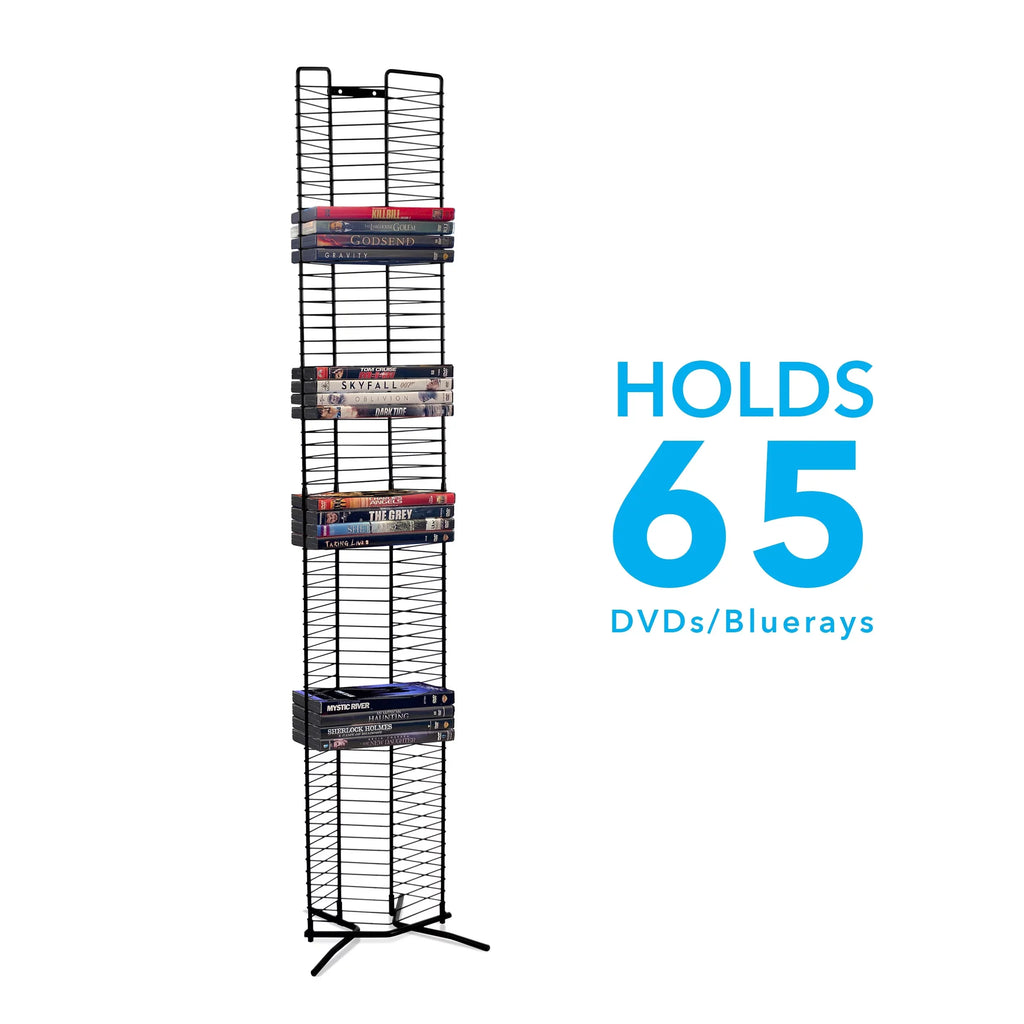 Atlantic Media 65-Disc Black Tower, Heavy Contemporary Guage Steel Onyx Storage