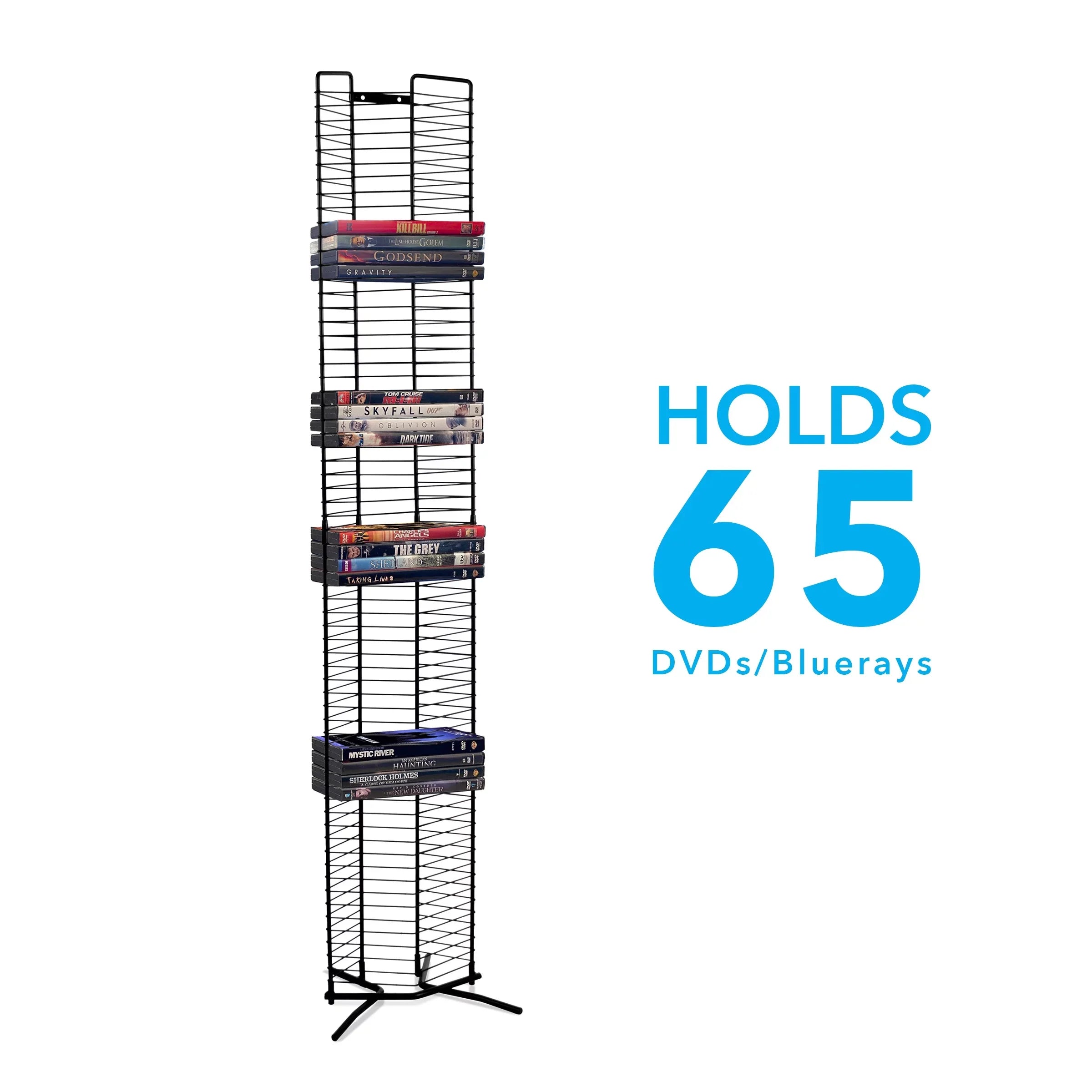 Atlantic Media 65-Disc Black Tower, Heavy Contemporary Guage Steel Onyx Storage