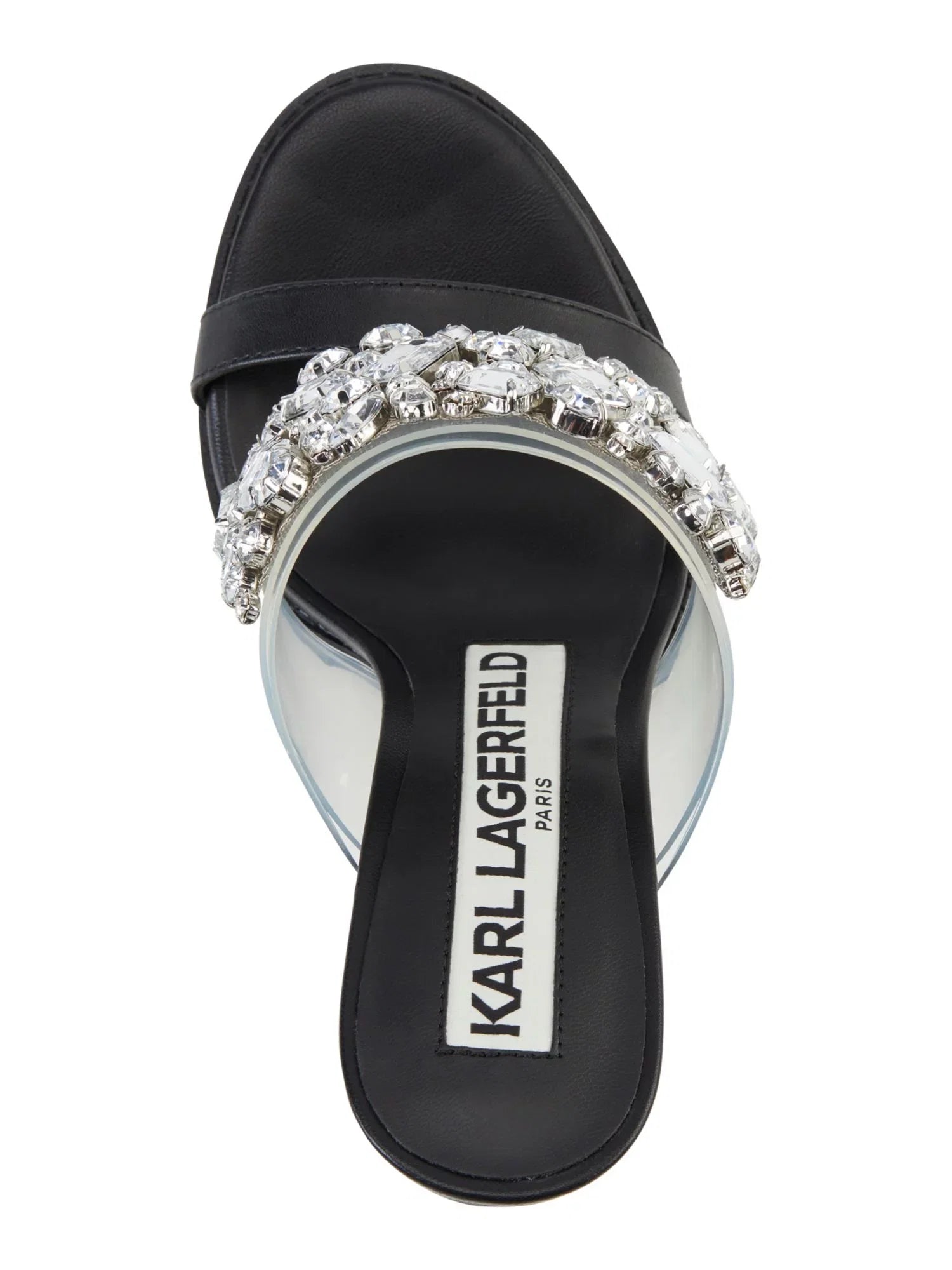 Embellished 5.5 Leather Heeled Bedika Sandal On Dress KARL Toe PARIS Womens LAGERFELD Black Slip Open