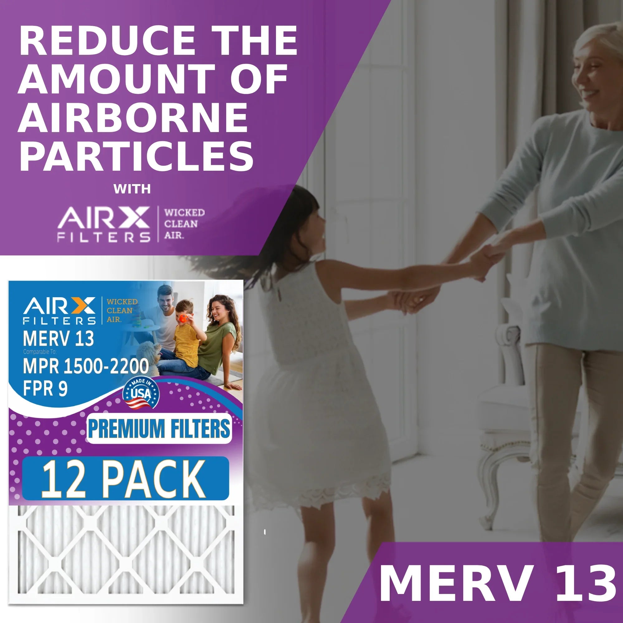 to - AIRX MERV Filter 9 AIR. 2200 Rating, - CLEAN Comparable Filters Air in Pack Furnace 18x20x1 & 12 FPR 1500 13 WICKED MPR by USA of Made FILTERS