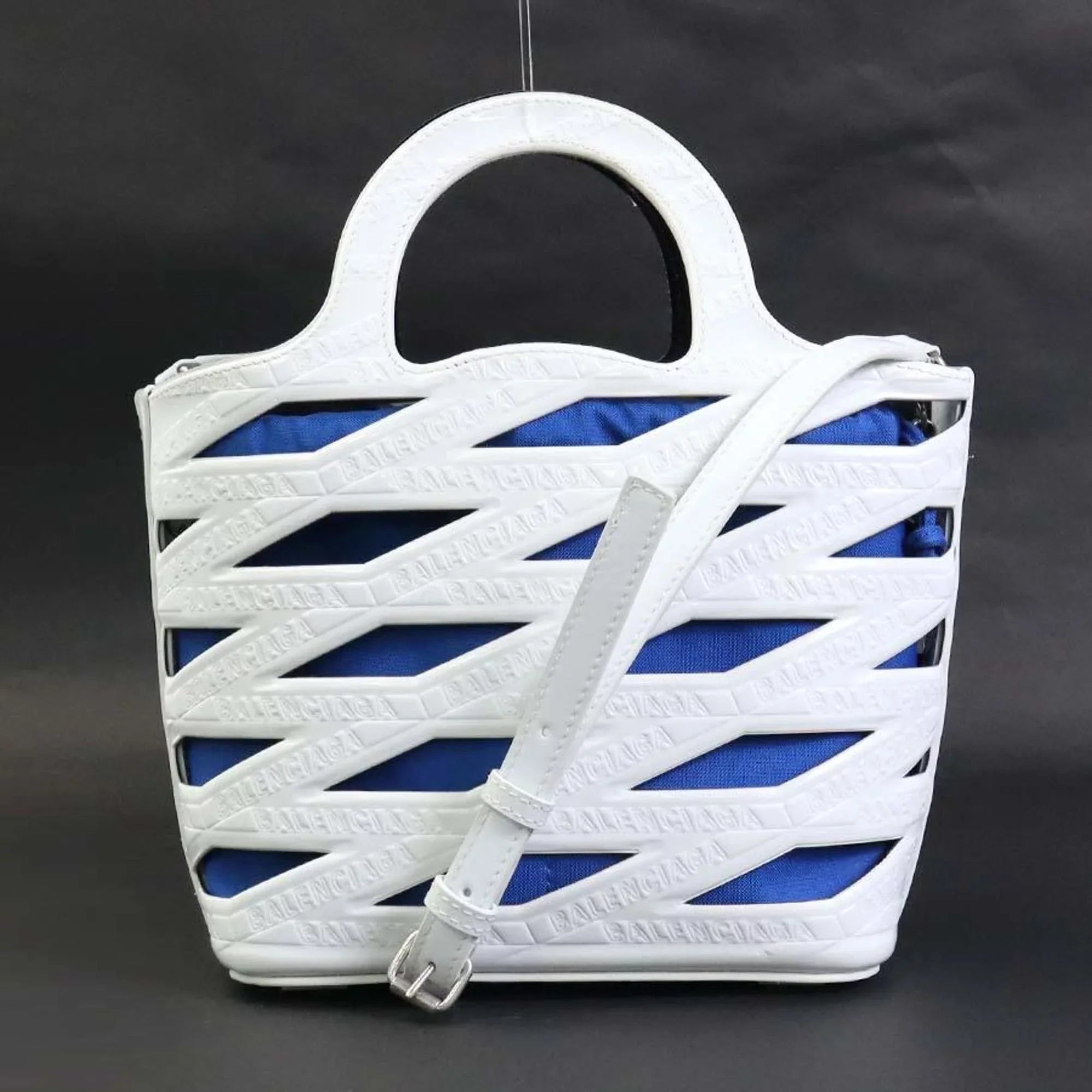 BALENCIAGA ladies 630708 handbag white bag leather patent shoulder Balenciaga diagonal (Good) Pre-Owned