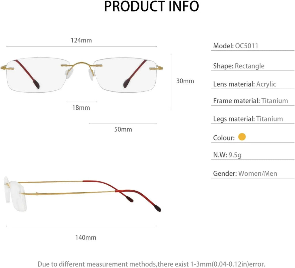 Titanium 1.75 1.75 1.5 2.5 with Women OCCI Clear 1.25 2.75 Trendy 2.25 Reader CHIARI For magnification Frameless 3.0 Lens Reading 3.5 2.0 Men 1.0 Glasses