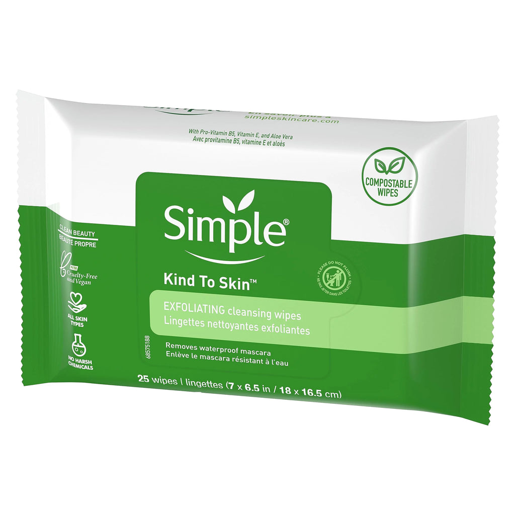 Skin (Pack Of Gentle And Free Exfoliating Wipes Makeup Chemicals, Count Artificial Color Cleansing Simple Perfume And Dye, To Effective Remover Harsh 4) And From 25 Kind