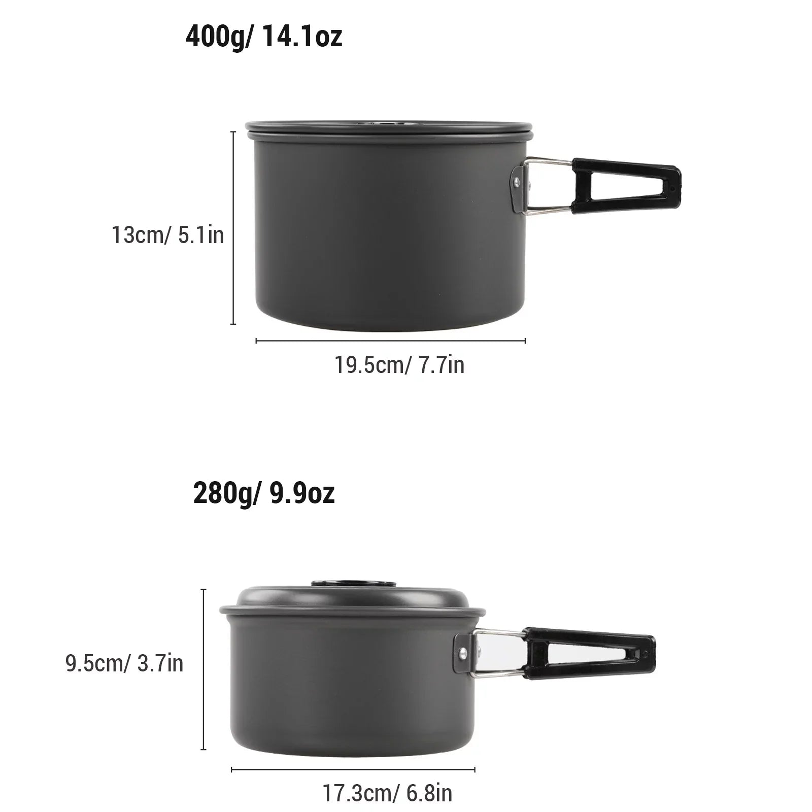 Pan Non-Stick Lixada with Camping Kettle Pot Mess Set Kit Backpacking Cookware Hiking