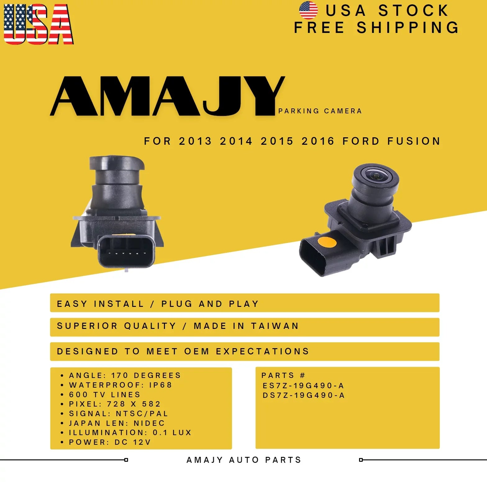 for Fusion Backup Ford ES7Z-19G490-A Camera Replaces 13-16 DS7Z-19G490-A